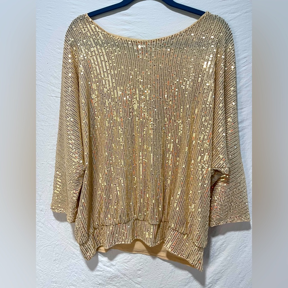 Plus Size tunic tops, chic look-full sequin layer decoration.